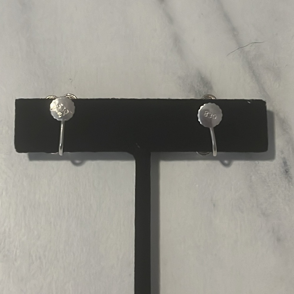 Vintage Scandinavian 830 Silver Screw back Floral Earrings - Picture 6 of 13